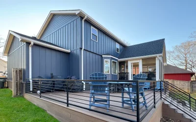 Nashville home renovation with painted siding, new deck and updated addition
